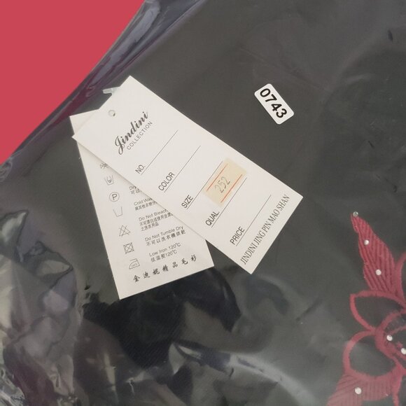 Jindini Collection Cardigan With Red Embroidered Floral Design  Large - Picture 6 of 11